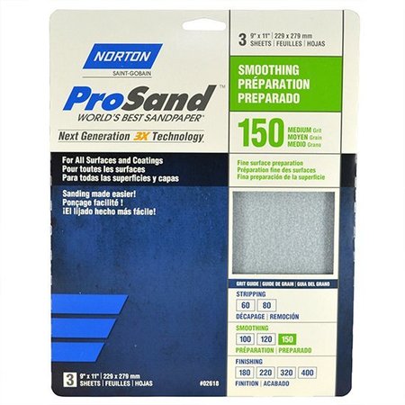 NORTON CO 9X11 Sht  Ps Handy 3Pk Alu-Ox 150 02618 2618